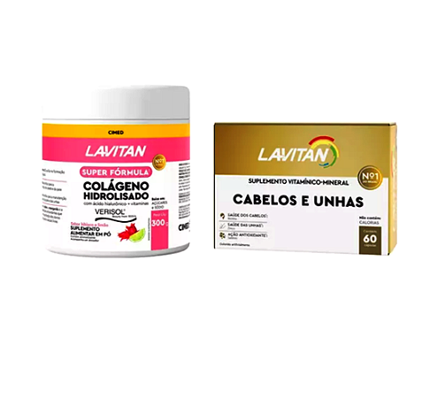 KIT lavitan Colageno Hidrolisado 300G + LAVITAN Cabelos e unhas 60cps