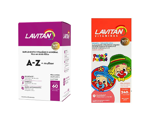 Lavitan A-z Mulher C/60 + Lavitan kids Sabor Laranja 240ml