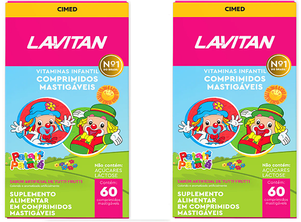 Lavitan Kids Vitamina Infantil 60 cps Mastigáveis Tutti-frutti