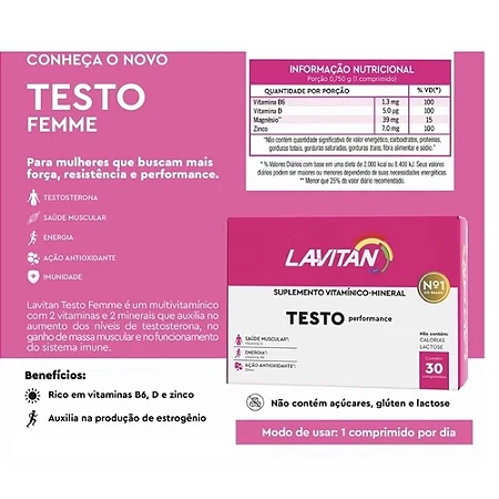Lavitan Testo Femme Performance 30 Comprimidos - 1 UNIDADE