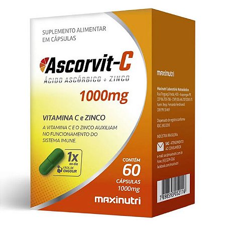 Ascorvit C 1000mg com 60 Cápsulas