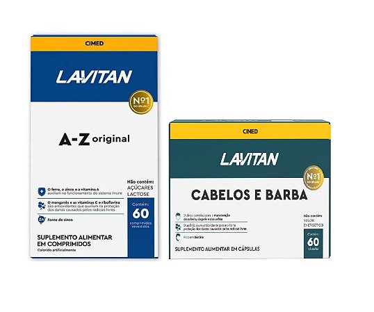 KIT Lavitan A-z original Comp + Cabelos E Barba 60 Comp