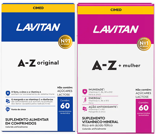 KIT Lavitan A-z Mulher C/ 60 Comprimidos +  Lavitan Suplemento Vitamínico C/ 60 Original