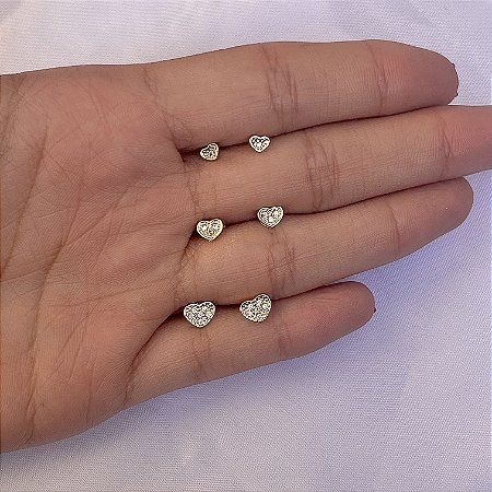 Trio de coração com mini zircônia