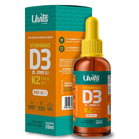 Vitamina D3 2000ui K2 24mcg Por Gota - 600 Doses 20ml