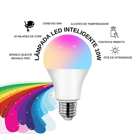 LÂMPADA LED BULBO SMART INTELIGENTE RGB+W+CW 10W ALEXA E GOOGLE ASSISTENTBIVOLT