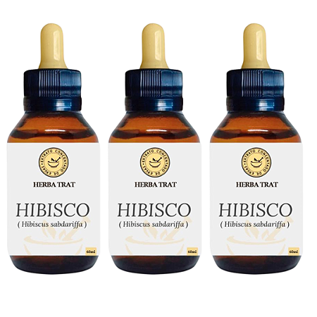 HIBISCO -  EXTRATO 60ML ( Tintura Mãe ) KIT COM 03 UNIDADES