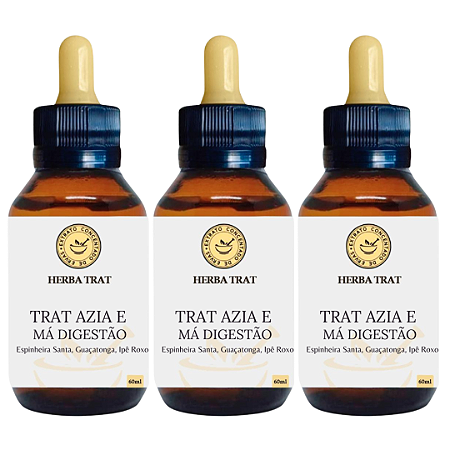 TRAT AZIA E MÃ DIGESTÃO - EXTRATO 60ml (Tintura Mãe) KIT COM 3 UNIDADES