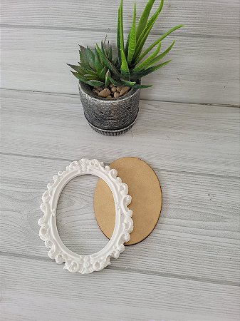 KIT MOLDURA OVAL MÉDIA  + FUNDO DE MDF C/ 15 KITS