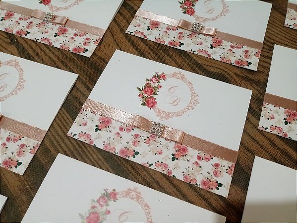 Convite Casamento Rosê Gold Floral