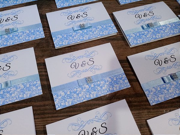 Convite Casamento Arabesco Azul Serenity
