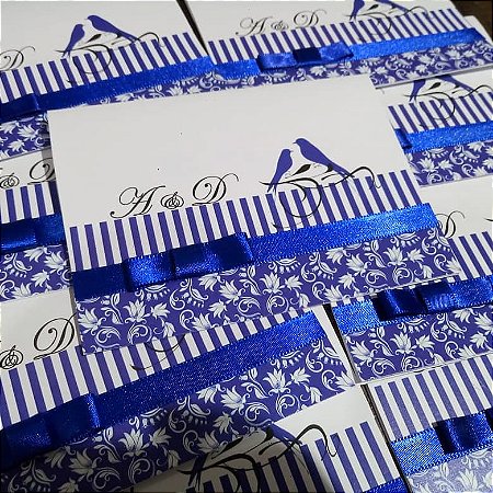 Convite Casamento Passarinho Azul Royal