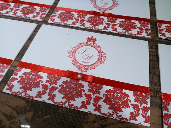Convite Casamento Arabesco Vermelho