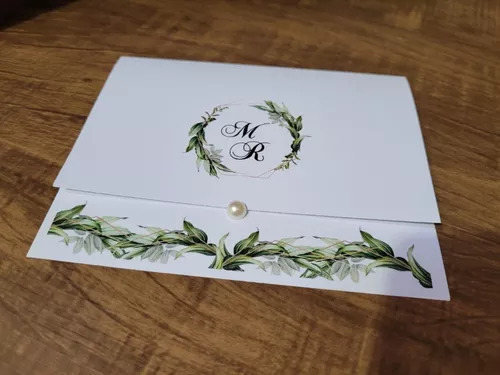 Convite Casamento Folhas Verdes