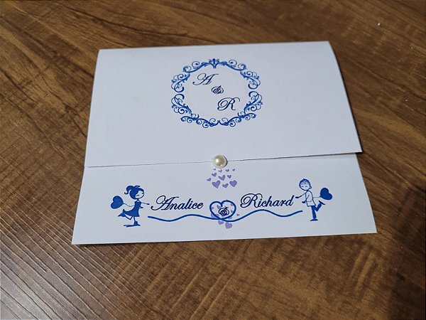 Convite Casamento Azul Royal