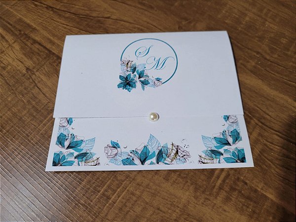 Convite de Casamento Floral Tiffany Turquesa