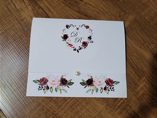 Convite Casamento Floral Marsala