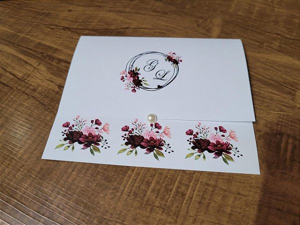 Convite de Casamento Floral Marsala