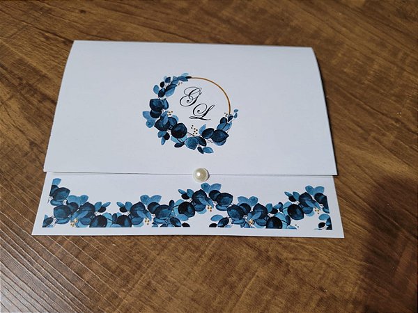Convite Casamento Folhagens Azul Turquesa