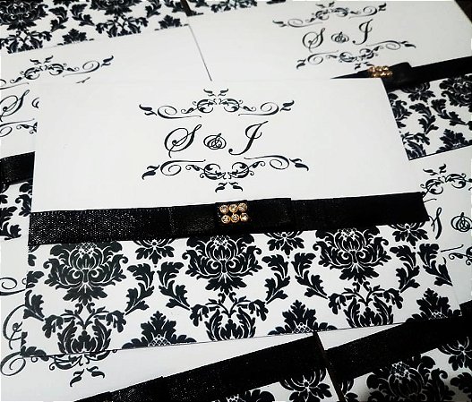 Convite Arabesco Preto e Branco