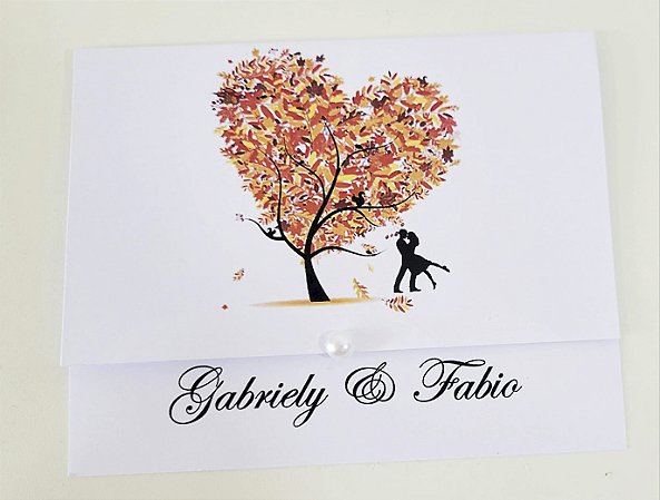 Convite Casamento Árvore Coração Terracota