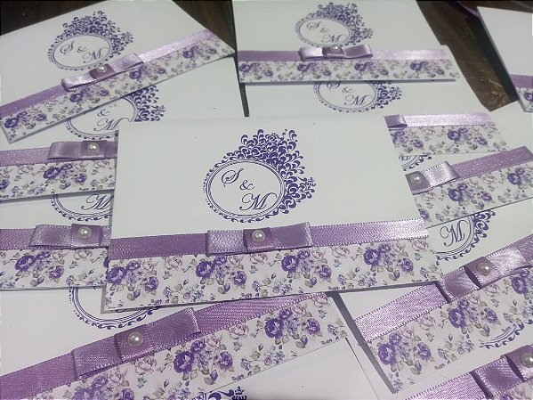 Convite Casamento Floral Lilás