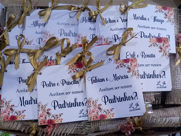 Manual para Padrinhos com 7 páginas Dourado Floral