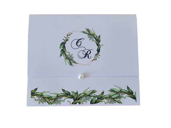 Convite Casamento Folhas Verdes Grande