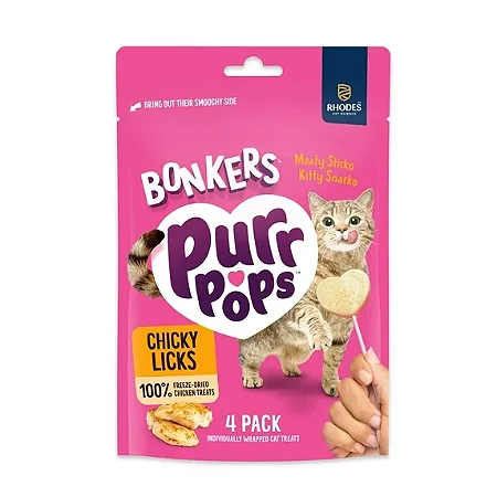 BONKERS Purrpops, Pirulito de Frango Liofilizado, Guloseimas para Gatos