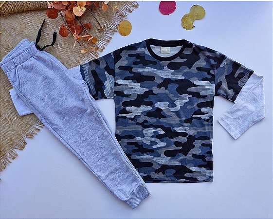 Conjunto Infantil Menino Milon Meia Estação Inverno  Camuflado