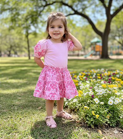 Conjunto Infantil Menina Kely Ket Tamanho 8 Rosa Bordado Verão