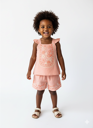 Conjunto Infantil Menina Kely Ket Tamanho 6 Verão Bordado