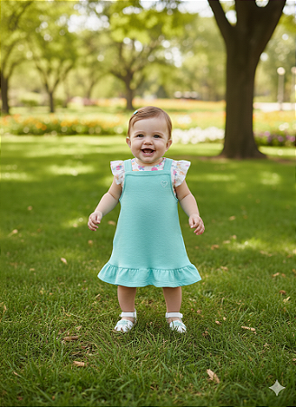 Conjunto Jardineira + Blusa Menina Kely Ket Tamanho P-G-GG