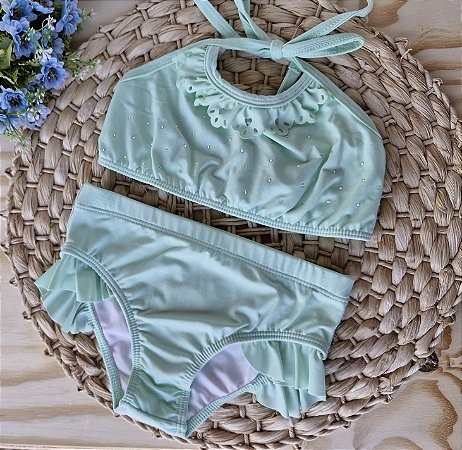 Biquíni Infantil Menina Kukiê Verde Água Verão
