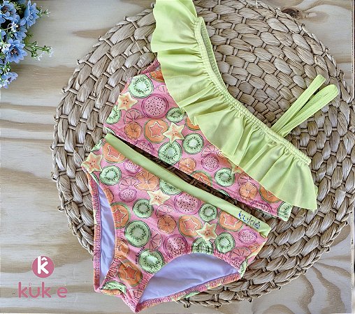 Biquíni Infantil Kukiê Menina Tamanho 8 Frutas Tropicais Verão