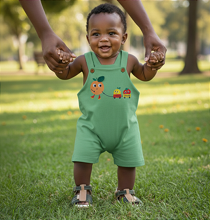 Jardineira Infantil Curta Menino ZigzigZaa Frutas Verão em Moletinho