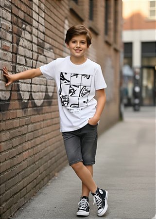 Camisa Juvenil Menino Colisão Verão Branca