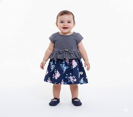 Vestido Bebê Playground Floral Mescla