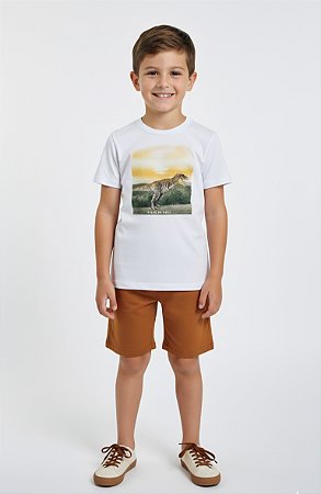 Conjunto Infantil Menino Brandili Premium Verão Camisa e Bermuda em Sarja