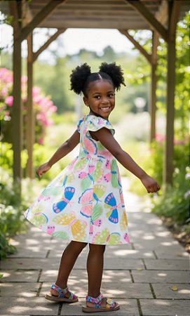 Vestido Infantil Menina Fakini Borboletas Verão