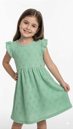 Vestido Infantil Menina Fakini Verde em Laise Verão
