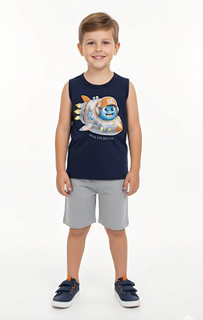 Conjunto Menino Astronauta: Regata Space Exploration + Bermuda Conforto