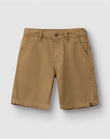 Bermuda Menino Carinhoso Chino Cintura Média Em Sarja Stretch