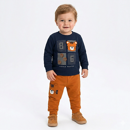 Conjunto Infantil Menino Moletom Confortável Lançamentos Inverno Kyly