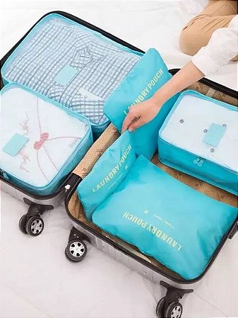Kit 6 Peças Necessaire Organizadora Mala Viagem
