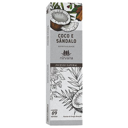 Incenso Nirvana Natural - Coco e Sândalo - 9 Varetas