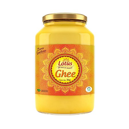 Manteiga Ghee Lotus  - Pote vidro 3kg Ghee Puro sem Conservantes e Misturas