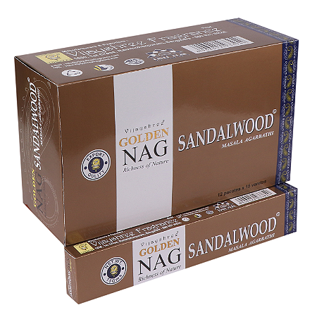 Incenso Indiano Golden Nag Vijayshree - Box Com 12 - Sandalo Sandalwood