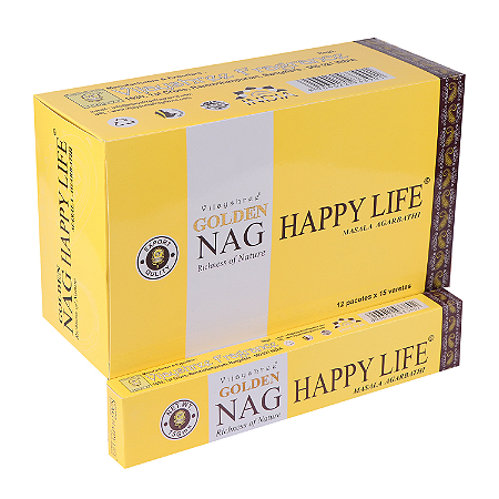 Incenso Indiano Golden Nag Vijayshree - Box Com 12 - Happy Life