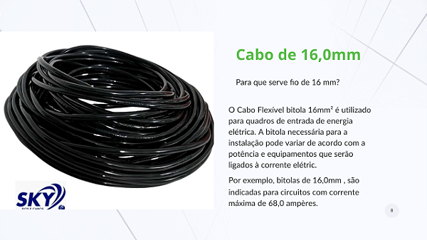Cabo Flexível de 16,0mm 100 METROS